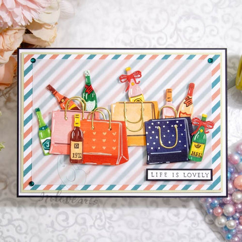 Inlovearts Shopping Bag and Champagne Cutting Dies