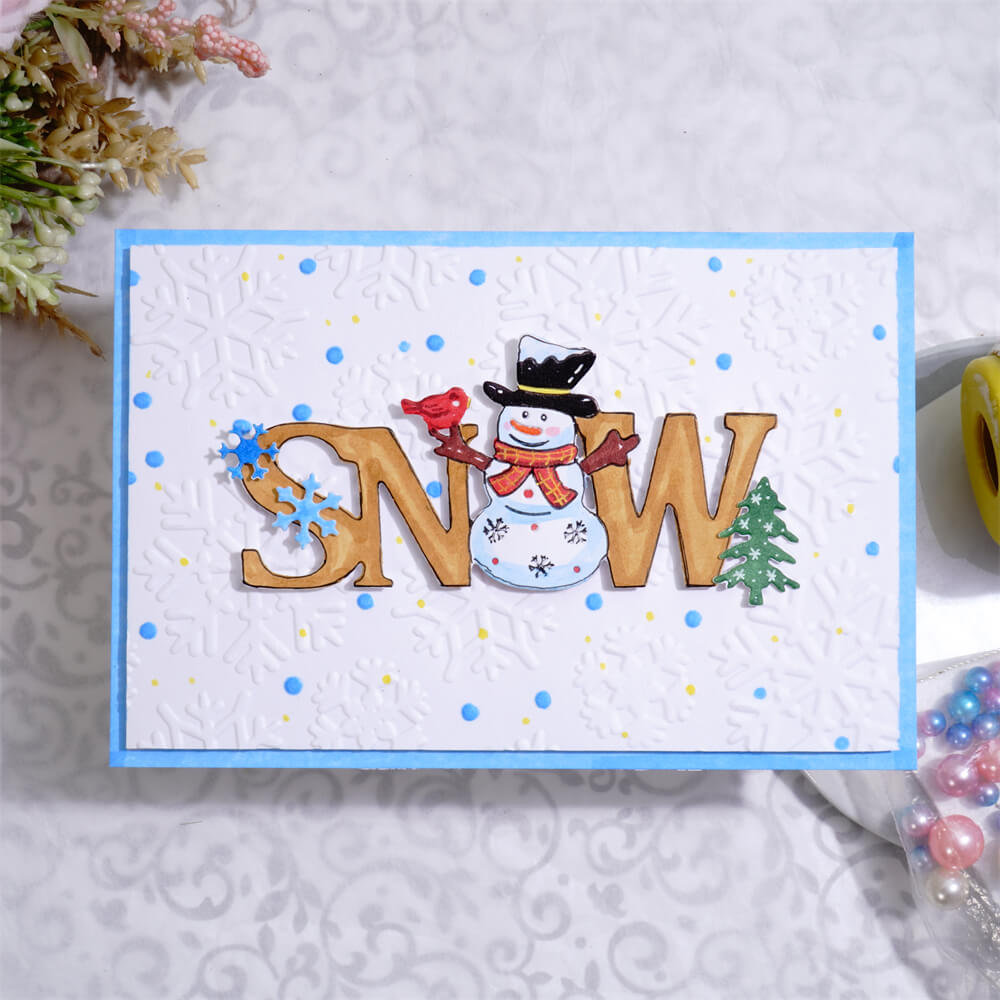 Inlovearts Snow Word with Snowman Cutting Dies