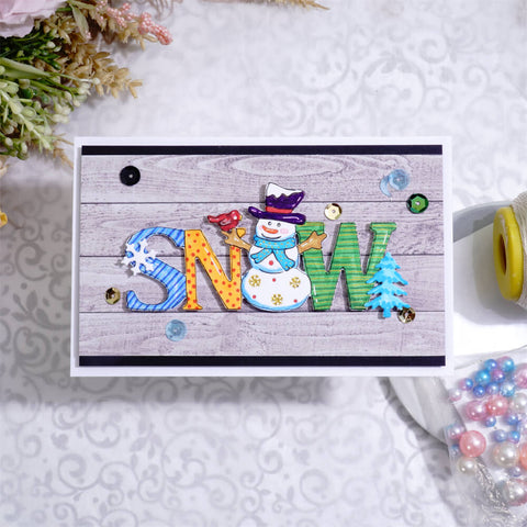 Inlovearts Snow Word with Snowman Cutting Dies