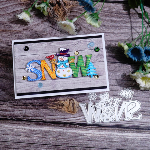 Inlovearts Snow Word with Snowman Cutting Dies