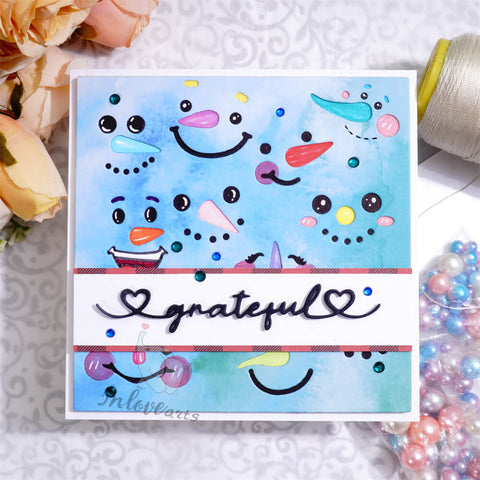 Inlovearts Snowman Expression Background Board Cutting Dies