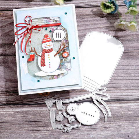 Inlovearts Snowman Glass Bottle Cutting Dies