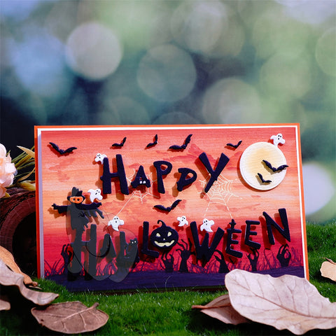 Inlovearts Spooky Happy Halloween Word Cutting Dies