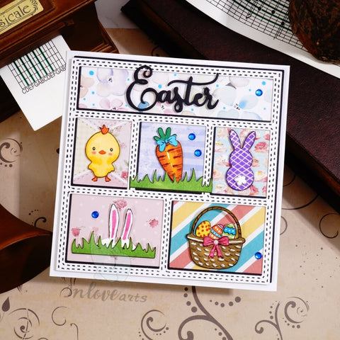 Inlovearts Sqaure Background and Easter Elements Cutting Dies