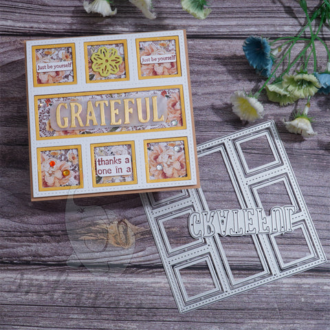 Inlovearts Square Background Board with Grateful Word Cutting Dies