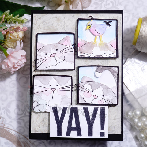 Inlovearts Square Cat Frame Cutting Dies
