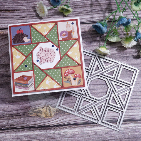 Inlovearts Square Hollow Geometric Background Board Cutting Dies