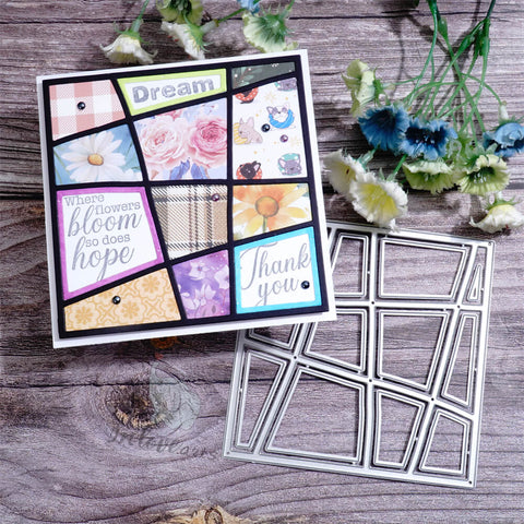 Inlovearts Square Intersecting Lines Background Board Cutting Dies