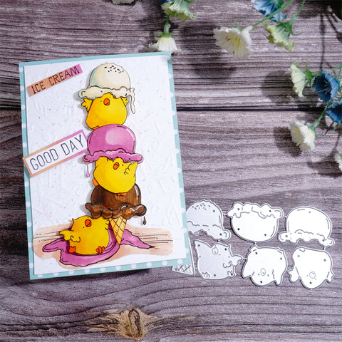 Inlovearts Stackable Chick Ice Cream Cutting Dies