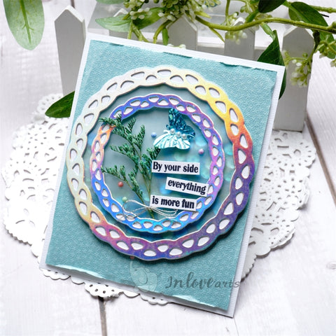 Inlovearts Stackable Round Lace Frame Cutting Dies