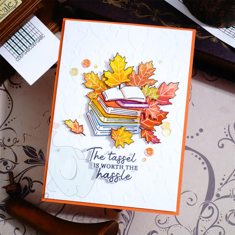 Inlovearts Stacked Books and Maple Leaf Cutting Dies