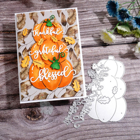 Inlovearts Stacked Pumpkins and Word Cutting Dies