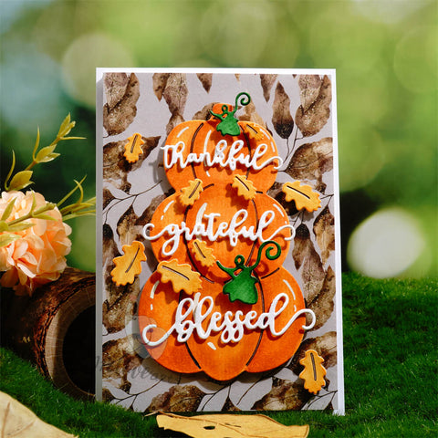 Inlovearts Stacked Pumpkins and Word Cutting Dies