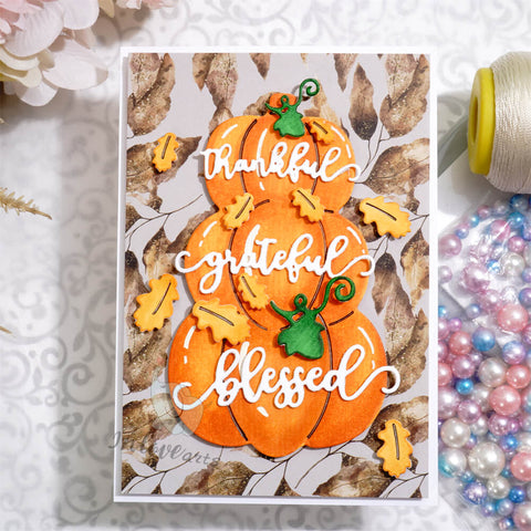 Inlovearts Stacked Pumpkins and Word Cutting Dies