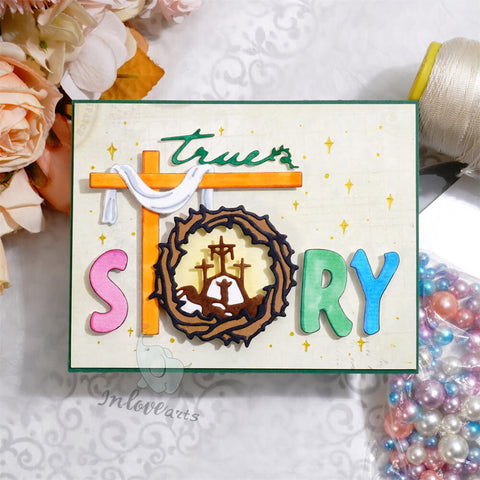 Inlovearts Story Word with Cross Cutting Dies