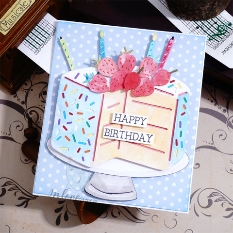 Inlovearts Strawberry Birthday Cake Cutting Dies