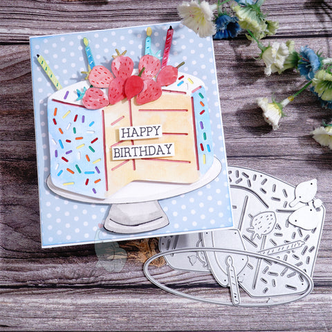 Inlovearts Strawberry Birthday Cake Cutting Dies