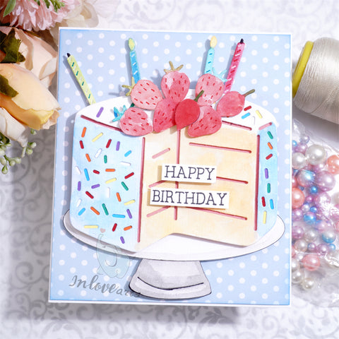 Inlovearts Strawberry Birthday Cake Cutting Dies