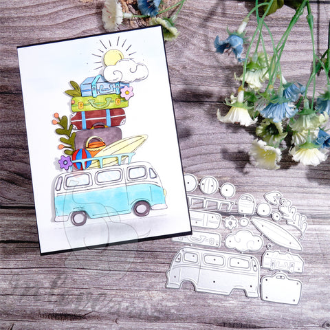 Inlovearts Suitcase on the Van Cutting Dies