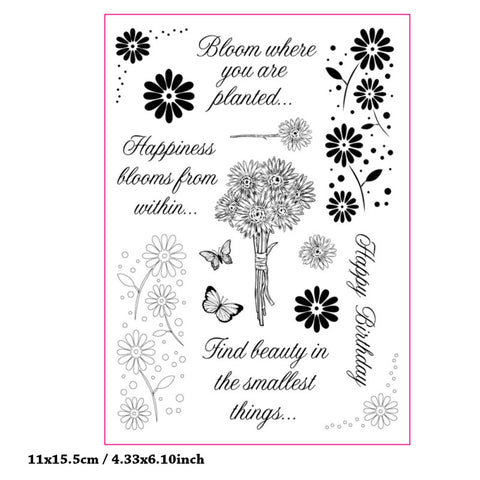 Inlovearts Sunflower Bouquet and Word Clear Stamps