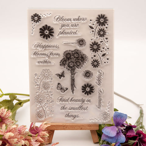 Inlovearts Sunflower Bouquet and Word Clear Stamps