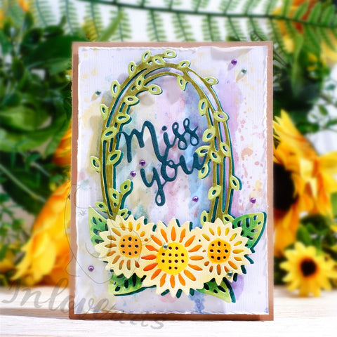 Inlovearts Sunflower Oval Border Cutting Dies