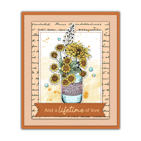 Inlovearts Sunflower Vase Dies with Stamps Set