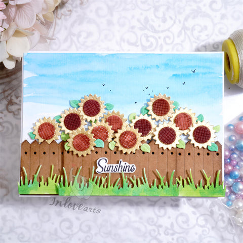 Inlovearts Sunflower and Fence Cutting Dies