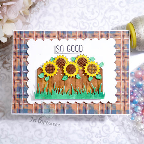 Inlovearts Sunflower and Fence Cutting Dies