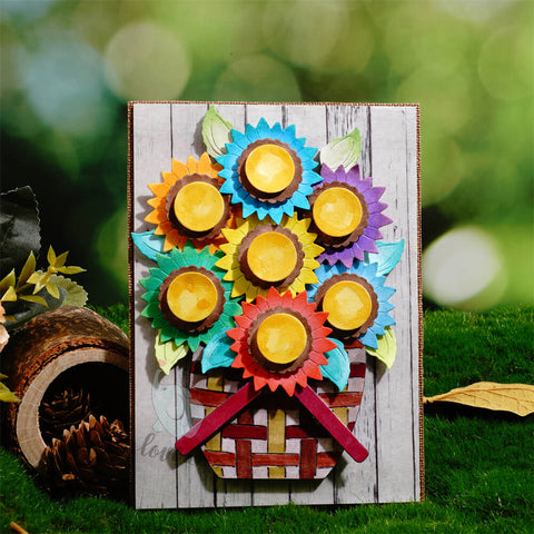 Inlovearts Sunflowers in Basket Cutting Dies