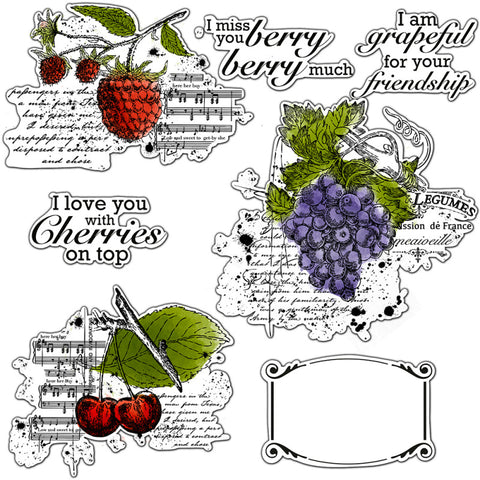 Inlovearts Sweet Fruit Die with Stamps Set