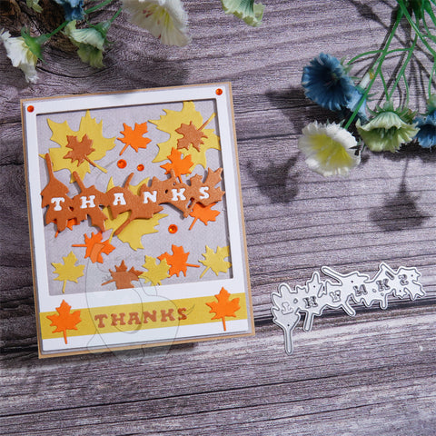 Inlovearts THANKS with Maple Leaves Cutting Dies