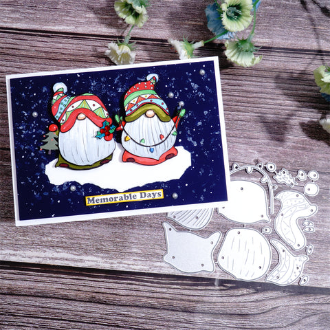 Inlovearts Two Gnomes Wearing Santa Hats Cutting Dies