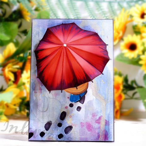 Inlovearts Walking with Umbrella Cutting Dies