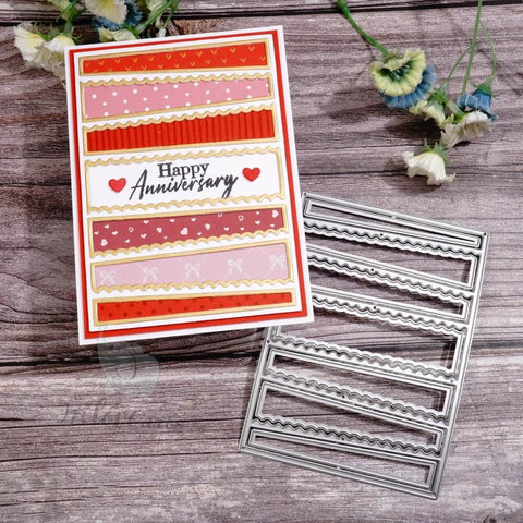 Inlovearts Wavy Line Strip Pattern Background Board Cutting Dies