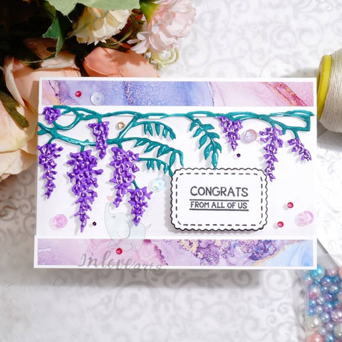 Inlovearts Wisteria Flowers Border Cutting Dies