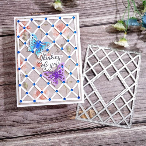 Inlovearts Hollow Heart and Grid Background Board Cutting Dies