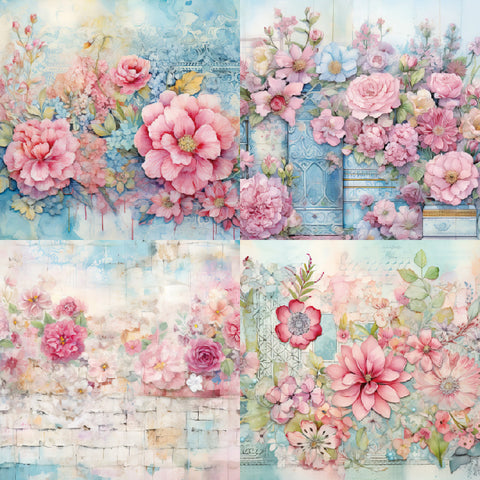 Inlovearts 24PCS 6" Gorgeous Flowers Scrapbook & Cardstock Paper