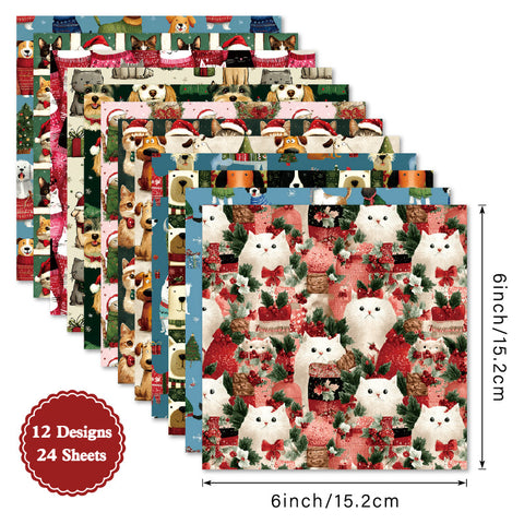 Inlovearts 24PCS 6" Cuddle Scrapbook & Cardstock Paper