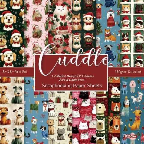 Inlovearts 24PCS 6" Cuddle Scrapbook & Cardstock Paper