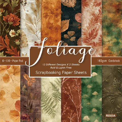 Inlovearts 24PCS 6" Foliage Scrapbook & Cardstock Paper