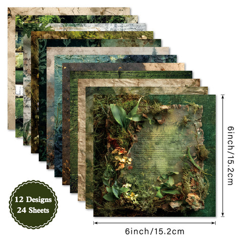 Inlovearts 24PCS 6" Sylva Scrapbook & Cardstock Paper