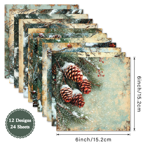 Inlovearts 24PCS 6" Frost Pine Scrapbook & Cardstock Paper