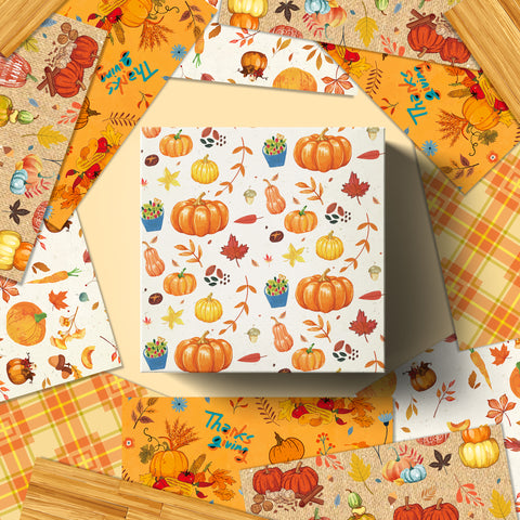 Inlovearts 24PCS 12" Thanksgiving Theme Scrapbook & Cardstock Paper