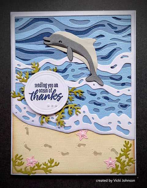 Inlovearts Stackable Beach and Wave Background Board Cutting Dies