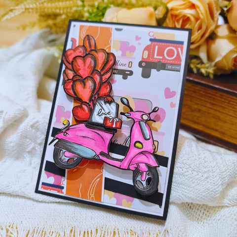 Inlovearts Motorcycle with Hearts Cutting Dies