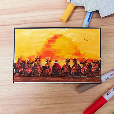 Inlovearts Santa Claus and Reindeers on Chairs Cutting Dies