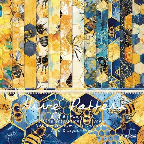 Inlovearts 24PCS 6" Hive Pattern Scrapbook & Cardstock Paper