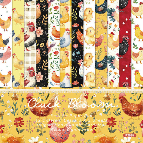 Inlovearts 24PCS 6" Chick Bloom Scrapbook & Cardstock Paper