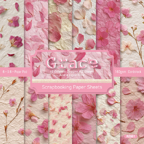 Inlovearts 24PCS 6" Grace Scrapbook & Cardstock Paper